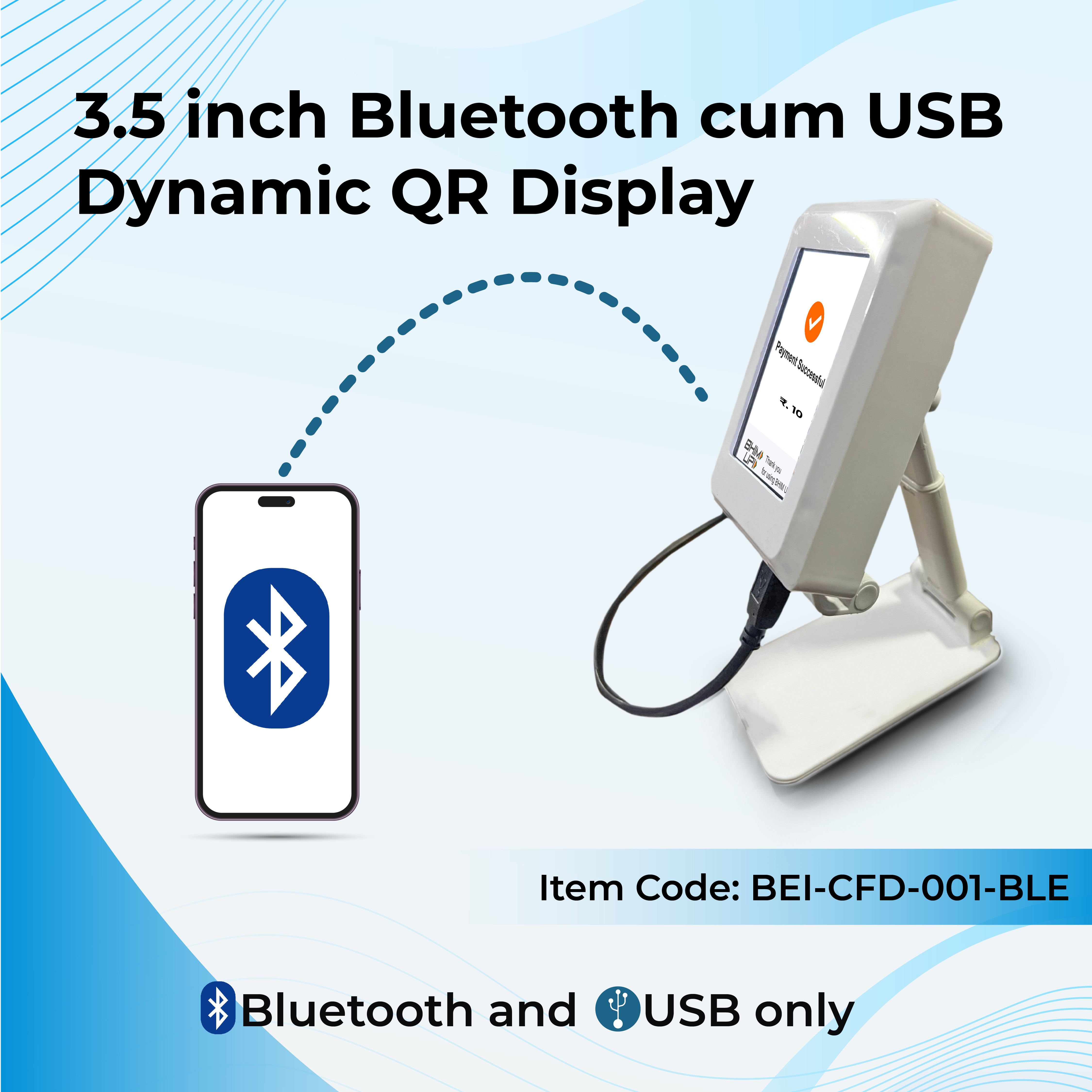 3.5 inch Bluetooth and USB dynamic QR code display for new orders